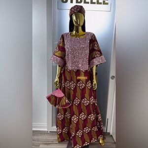 Luxurious African boubou and fan set
